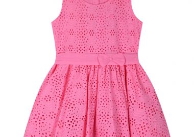 Παιδικό φόρεμα με κεντημένες λεπτομέρειες για κορίτσι | ΑΝΟΙΧΤΟ ΡΟΖ - Energiers - 